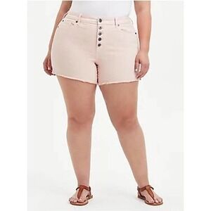 Torrid plus size HIGH RISE MIDI SHORT - VINTAGE STRETCH PEARL button fly